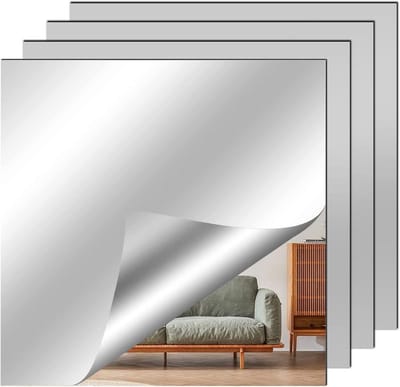 Zelfklevende Spiegel Tegels 4 Stuks 20x20cm Flexibel Acryl Voor Woonkamer Slaapkamer