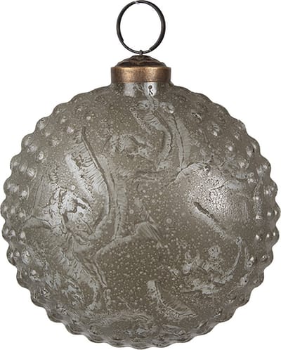 Clayre & Eef Kerstbal Overig Ø 10x5x10 cm Grijs Glas Kerstballen