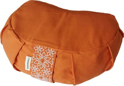 Samarali Halve Maan Meditatiekussen - 38 × 25 × 14 cm – Ergonomisch Zafu Yoga Kussen – 100% Biologisch Katoen – Verstelbare Boekweitvulling – Voor Lotus & Half-Lotus Houding
