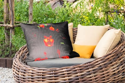 Buitenkussens - Vrouw - Zwart - Bessen - Bramen - Appels - 60x40 cm - Weerbestendig
