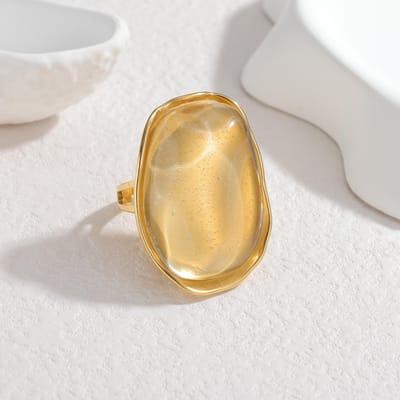 365 Nieuwe Trend Europese Hoge Design Luxe Amber Roestvrij Staal Ring Voor Vrouwen Mode Franse Retro Sieraden Cadeau Accessoires beige
