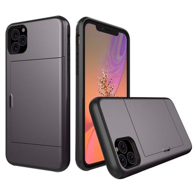 Mobiq pashouder hoesje geschikt voor iPhone 11 | vakje voor pasjes grijs