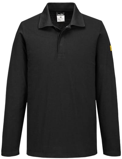Portwest Anti-statische ESD Polo Lange Mouw AS23 - Zwart - L