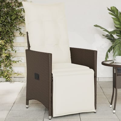 vidaXL - Tuinstoel - verstelbaar - met - kussens - poly - rattan - bruin