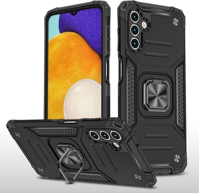 oTronica Armor Backcover Geschikt Voor Samsung Galaxy A32 (5G) hoesje met ring kickstand - Zwart