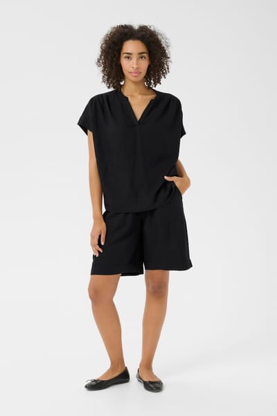 Blouse met korte mouwen Loose fit Black