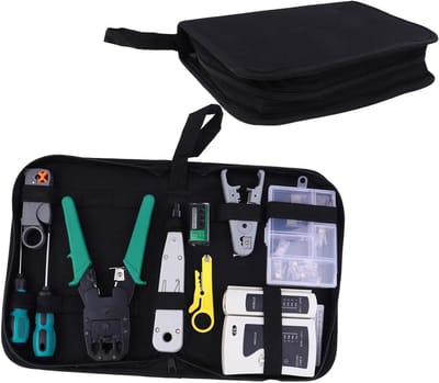 Netwerk Reparatie Set - Lan Toolkit - Netwerk Installatie - 12-in-1 Multifunctioneel - 26.4x18x4.6cm - Zwart