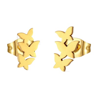 Aramat Jewels | Oorbellen | Goudkleurige vlinder oorstekers 10x6 mm | | | |6mm | Staal | Kinderen, Volwassenen | Verkleurd niet