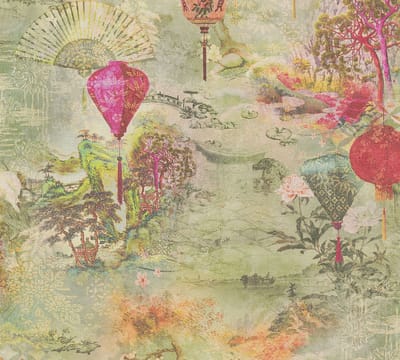 AZIATISCH BEHANG | Themabehang - groen geel rood - A.S. Création Asian Fusion