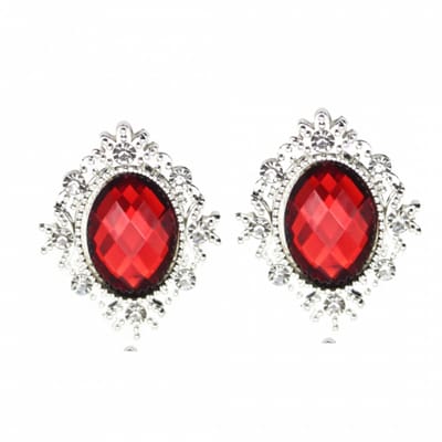 Clip Oorbellen- Rood- zilverkleur- geen gaatje- Charme Bijoux