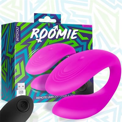 INTOYOU - Roomie Couples Vibrator Pink Liquid Silicone Unibody Remote Control Usb