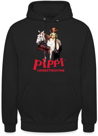 Pippi Longstocking Pippi Rijdt Op Kleine Witte Hoodie Unisex