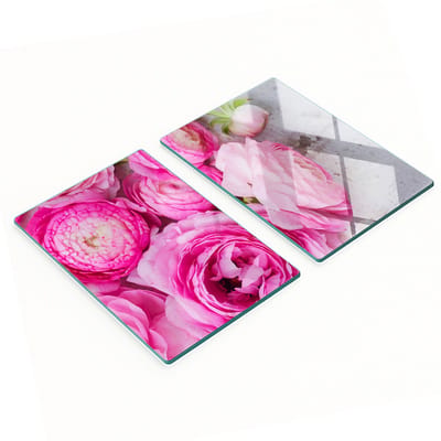 Multifunctionele decoratieve snijplanken van gehard staal voor de keuken, met wilde rozenmotief, 2x40x52 cm