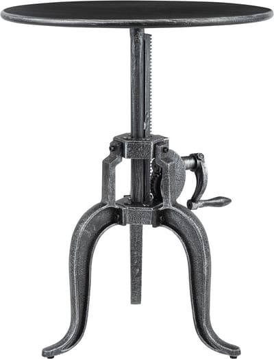 CLP Marcos Bijzettafel - bank - woonkamer - Metalen poten - rond tafelblad - Industriële stijl - 50 cm - antiek zilver