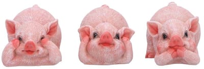 Beeld horen zien en zwijgen varken- set van 3- 8,8L x 25,6B x 11H centimeter - polyresin varkentjes