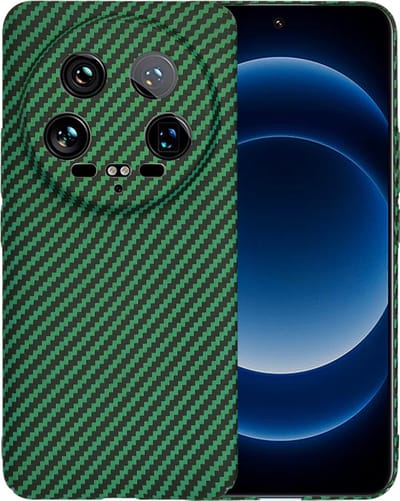 Hoesje geschikt voor Xiaomi 14 Ultra - Techsuit Carbonite FiberShell Carbon Back Cover - Groen