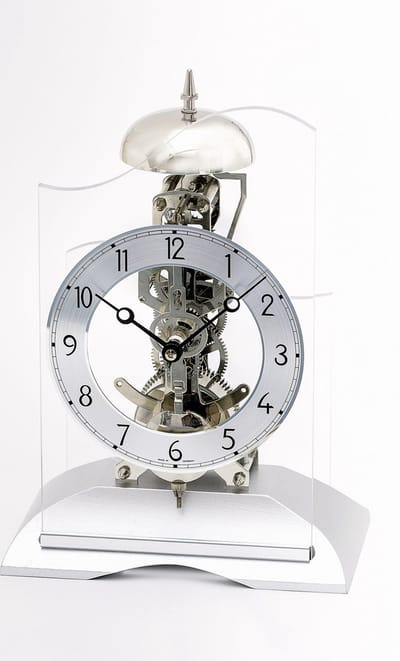 AMS T1186 - Slinger Tafelklok - Analoog - Overig - Handmatig - Mineraal Glas - Hout - Aluminium - Cijfers - Zilverkleurig