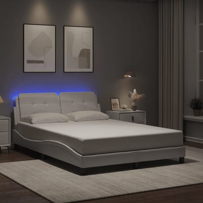 vidaXL - Bedframe - met - LED - zonder - matras - "Zadar" - wit - 120x200 - cm