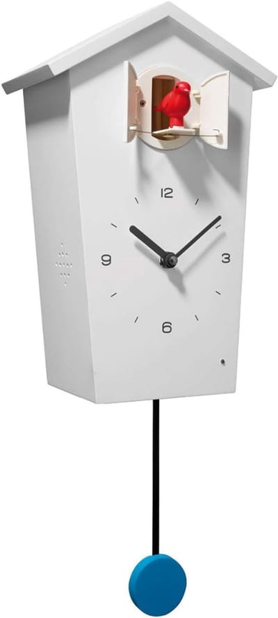 SAVI® Koekoeksklok Modern - Wandklok - Wekker - Inclusief Nachtfunctie - Wit - 4cm x 18cm x 28cm
