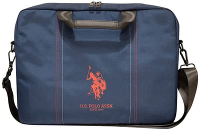 U.S. POLO ASSN., 15'' Laptoptas Model Dubbel Paard, Blauw