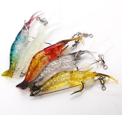 Set van 5 kunstmatige garnalen, bionische kunstaas, zachte visaas voor het vissen in de natuur