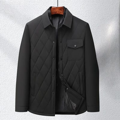 Katoenen Jas Heren Middellange Warme Casual Katoenen Jas Middelbare Leeftijd Heren Gewatteerde Jas Vaders Jas 4XL black