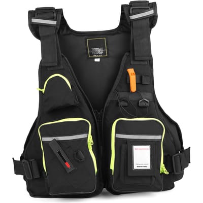 Multi-Pocket Vliegvissersjas Drijfhulpvest Met Fleshouder Voor Kajakken Zeilen Bootvaren Watersporten