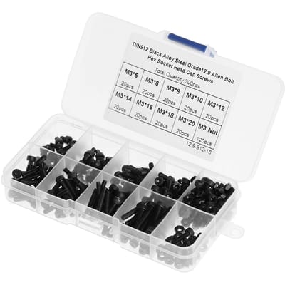 300 Stuks Zeskant Schroeven Moeren Assortiment M3 Cilinderkop Bouten Set Legeringsstaal Bevestigingsmiddel DIN912