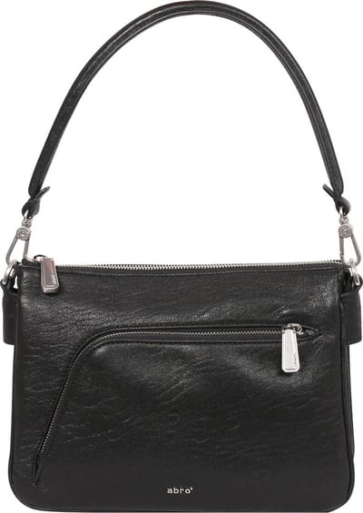 abro Schoudertas Leather Bubble Biker Shoulderbag Black / Nickel Zwart