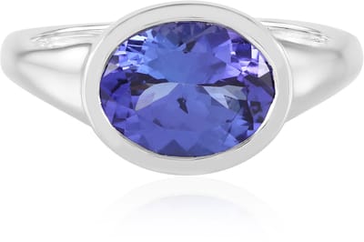 Cavill - 9 Karaat Witgouden Ring - AAA Ovaal Geslepen Tanzaniet 2,745 ct - Bezel Zetting - Elegante Damesring - Duurzaam Luxe Sieraad