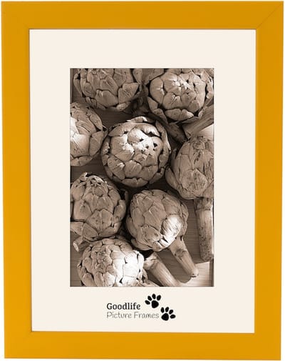 Houten Fotolijst Anitra Geel - 10x10 - Anti-reflectie glas - 18 mm breed profiel - Goodlife Picture Frames