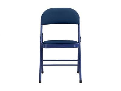 Vente-unique Set van 2 klapstoelen van velours en metaal - Blauw - ORTENSIA