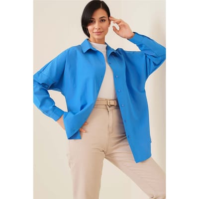Ontspannen Pasvorm Poplin Shirt met Knopsluiting