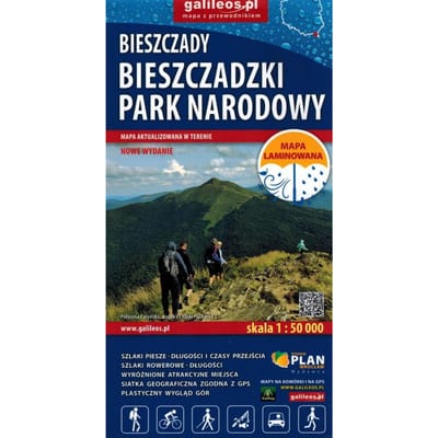Bieszczady 1:50 000. Parc National des Bieszczady. Carte Touristique Laminée. Wyd. 2025/2026. Galileos