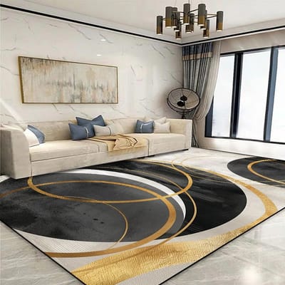Modern Gouden Geometrisch Tapijt voor Woonkamer Grote Oppervlakte Decoratie Huiskleden voor Slaapkamer Zacht Antislip 200x300 Lounge Bankmat 140*200cm