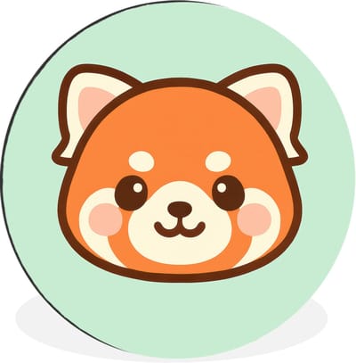 WallCircle - Wandcirkel - Muurcirkel - Rode panda - Groen - Cartoon - Aluminium - Dibond - 30x30 cm - Binnen en Buiten