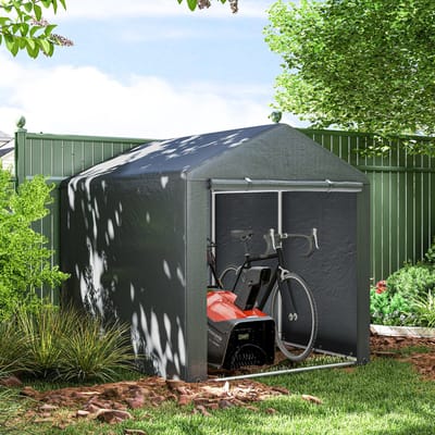MODFU - Opbergtent - Uv-Bestendige Afdekking En Ritssluitingsdeur - Voor Fietsen En Tuingereedschap - Staal - Donkergrijs - 160 x 218 x 172 cm