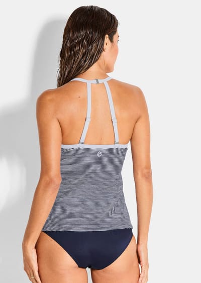 Tankini in marinelook met strepen - marine / wit / gestr. - Gr. 38 B van Goldner Fashion