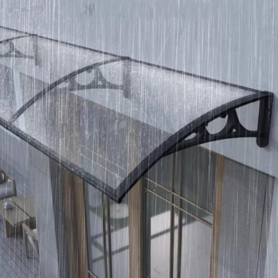 Deurluifel Polycarbonaat - Voordeur Overkapping - Regen Beschermen - Hoge Belastbaarheid - 60x110cm - Transparant Zwart