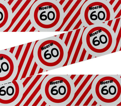 3BMT® Afzetlint - Markeerlint rood wit - 60 jaar - verjaardag - 10 meter