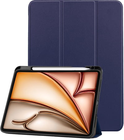 Hoesje - Geschikt voor Apple iPad Air M3/M4 (2025/2026) - 11 inch - Dun & Stevig - Trifold Bookcase - Hard Cover Case - Met Uitsparing Geschikt voor Apple Pencil - Hardcover Book - Tablet Hoes - Donkerblauw