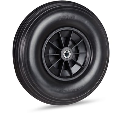 kruiwagenwiel 4.00-6 - massief rubber - 33 cm - anti-lek - tot 100 kg - zwart