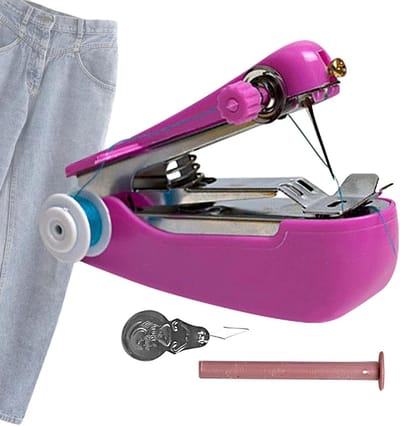 Handnaaimachine - Draagbaar Naaiapparaat - Kleine Reparaties - Metaal en Duurzaam - 12 x 2.5 x 7 cm - Roze