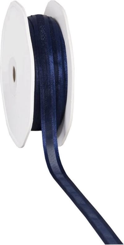 Satin edge Organzalint Donkerblauw – 10 mm × 50 m – Organza
