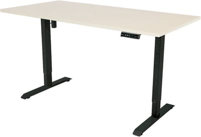 Sedero Elektrisch verstelbaar bureau - 140x80 cm - Single motor - Zwart met Licht eiken