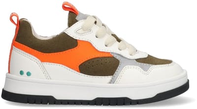 BunniesJR 225492-600 Jongens Lage Sneakers - Oranje/Wit/Groen - Leer - Veters