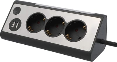 Hoekstekkerdoos met 3 Stopcontacten en 2 USB-laadpoorten