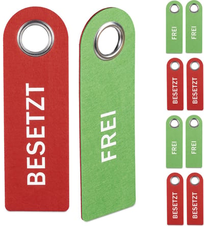 deurhanger "besetzt frei" - set van 10 - wc - badkamer - kantoor - Duitstalig vrij bezet bordje - rood/groen