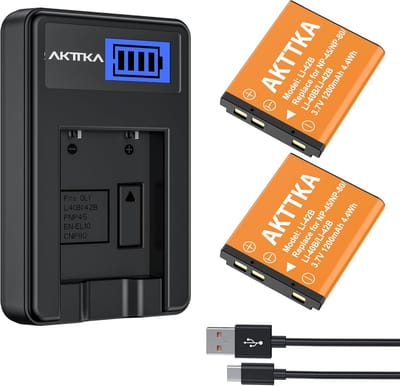 Camera Accu Set - Reserve Batterij - Foto's Maken - Inclusief Oplader - Compact Formaat - Zwart