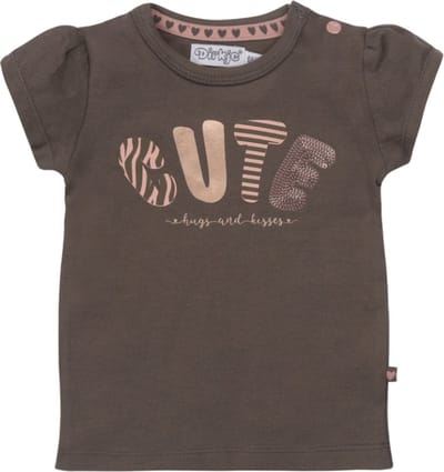 Dirkje - T-shirt - Cute - Grijs - Bruin - Maat 56